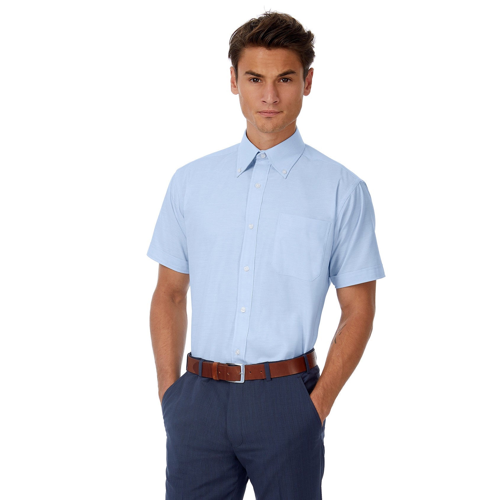 B&C Men's Oxford Short Sleeve Shirt